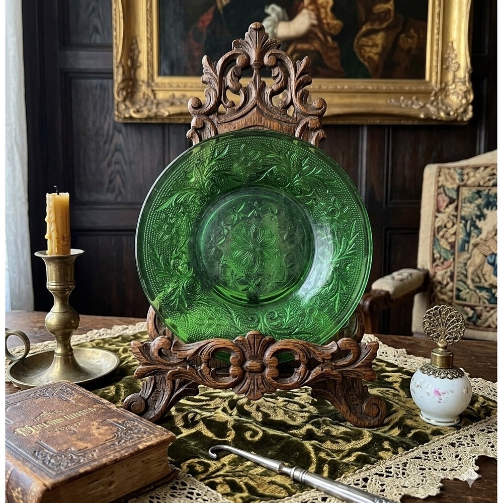 Vintage Tiara Sandwich Green Depression Glass 4.5 inch Bread and Butter Plate